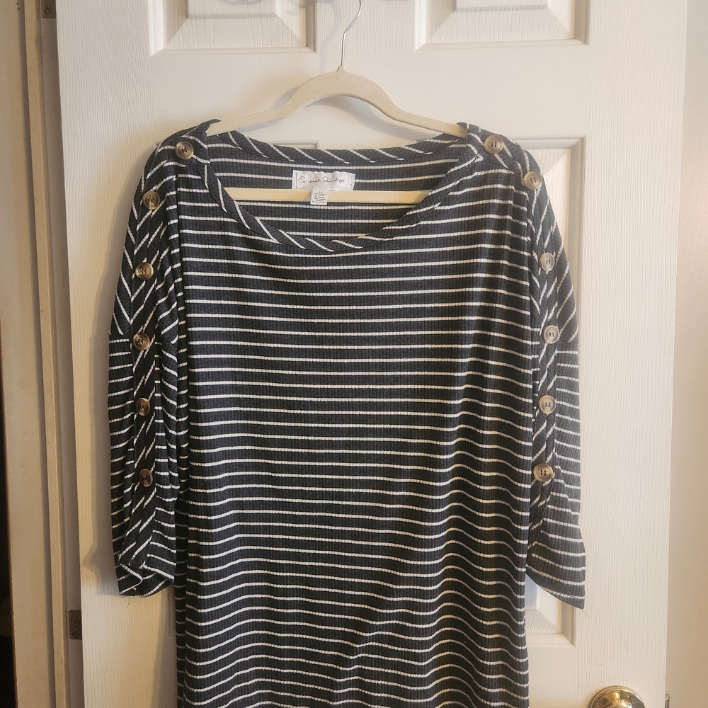 French Laundry Black and White Striped Top